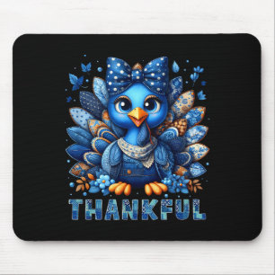 Denim Thankful Turkey Grandma Mama Mom Give Thanks Mouse Mat