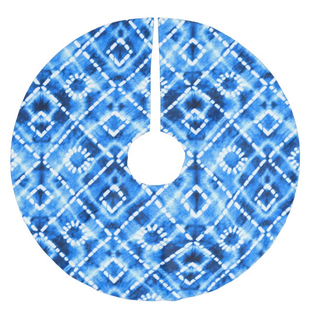 Denim Tie Dye Texture: Modern Elegance. Brushed Polyester Tree Skirt (Front)