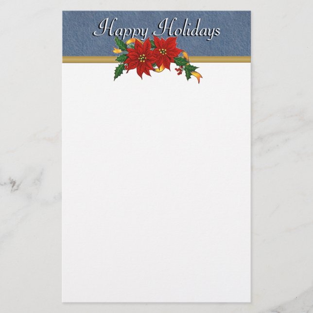 Denim Trim Happy Holidays Stationary Stationery (Front)