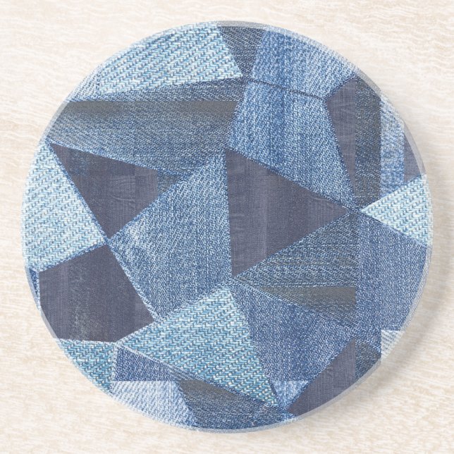 Denim Urban: Distressed Striped Patchwork. Coaster (Front)