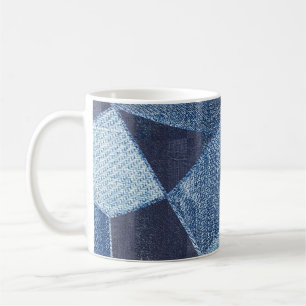 Denim Urban: Distressed Striped Patchwork. Coffee Mug