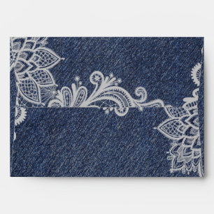Denim & White Floral Lace Elegant Invitation Envelopes
