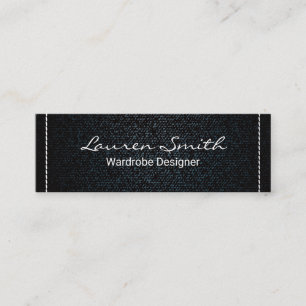 Denim   White Stitched Border Mini Business Card