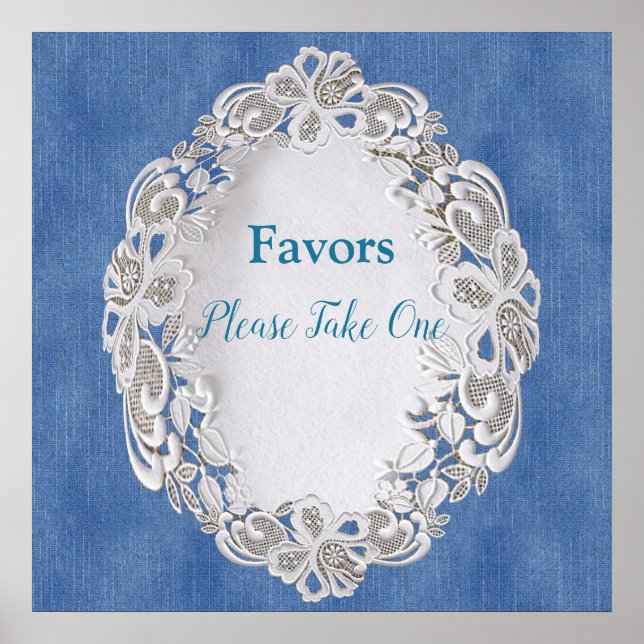 Denim with Cream Flower Lace Poster (Front)