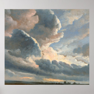 Denis' Study of Clouds with a Sunset near Rome Poster