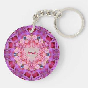 DENISE ~ Green Mauve Pink Shades ~ Key Ring