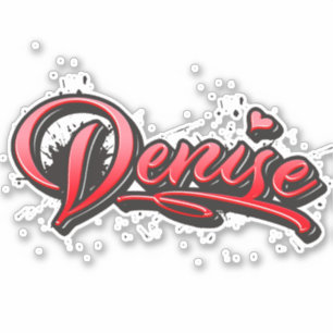 Denise red Heart Graffiti Sticker