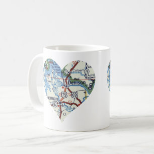 Denison TX Vintage Map Coffee Mug