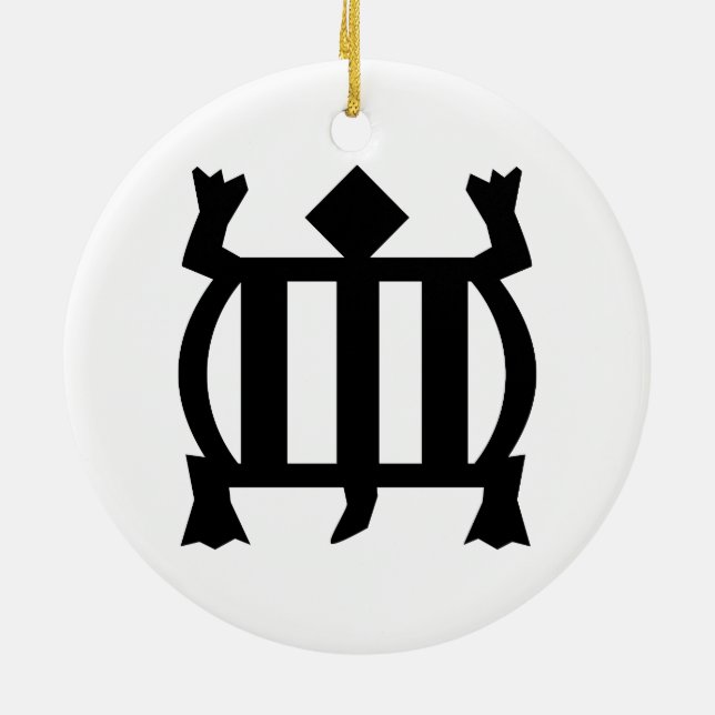 Denkyem | Symbol for Adaptability and Cleverness Ceramic Tree Decoration (Back)