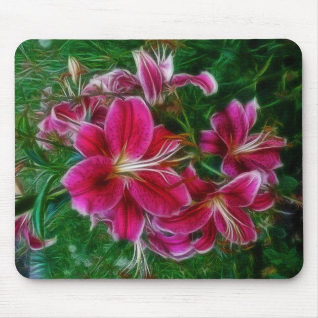 Denman Island Lilies Floral Painting Art Mouse Mat (Front)