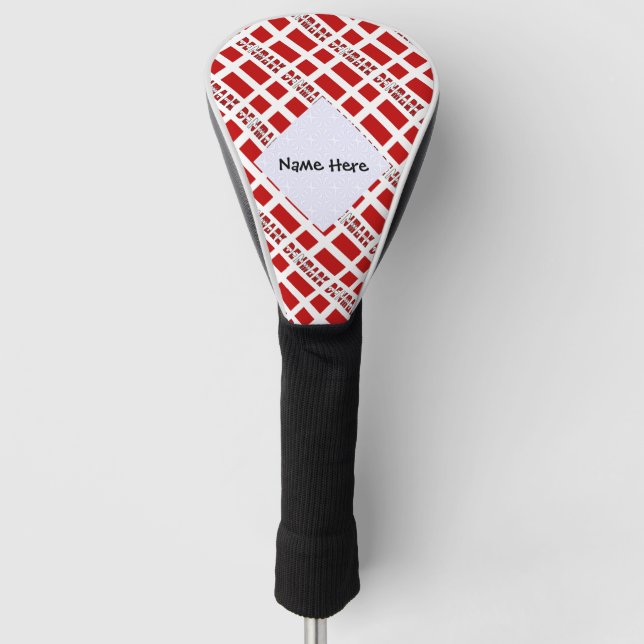 Denmark and Danish Flag Tiled Personalised  Golf Head Cover (Front)