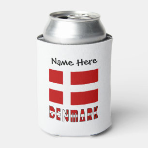 Denmark and Danish Flag with Your Name Can Cooler