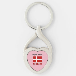 Denmark and Danish Flag with Your Name Key Ring
