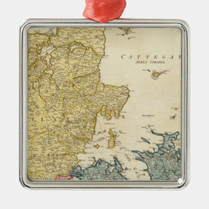 Denmark Atlas Map Metal Tree Decoration