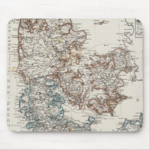 Denmark Atlas Map with 5 inset maps Mouse Mat