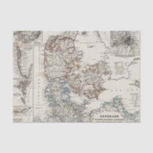 Denmark Atlas Map with 5 inset maps Tissue Paper