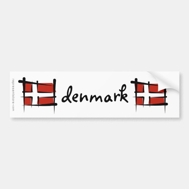 Denmark Brush Flag Bumper Sticker (Front)