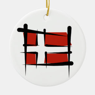 Denmark Brush Flag Ceramic Tree Decoration