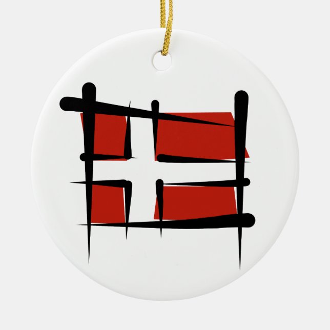 Denmark Brush Flag Ceramic Tree Decoration (Front)