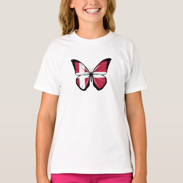 Denmark Butterfly Flag T-Shirt (Front)
