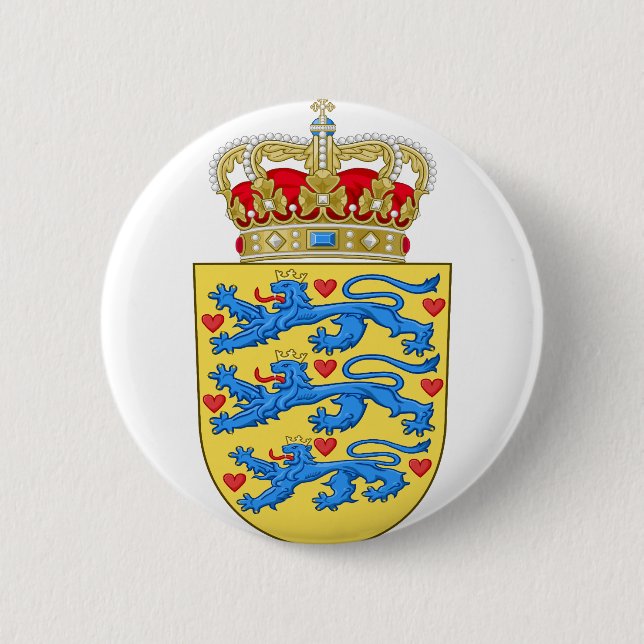 denmark coat of arms 6 cm round badge (Front)