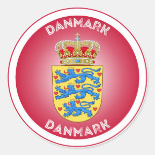 Denmark Coat of Arms Circle Shape  Classic Round Sticker