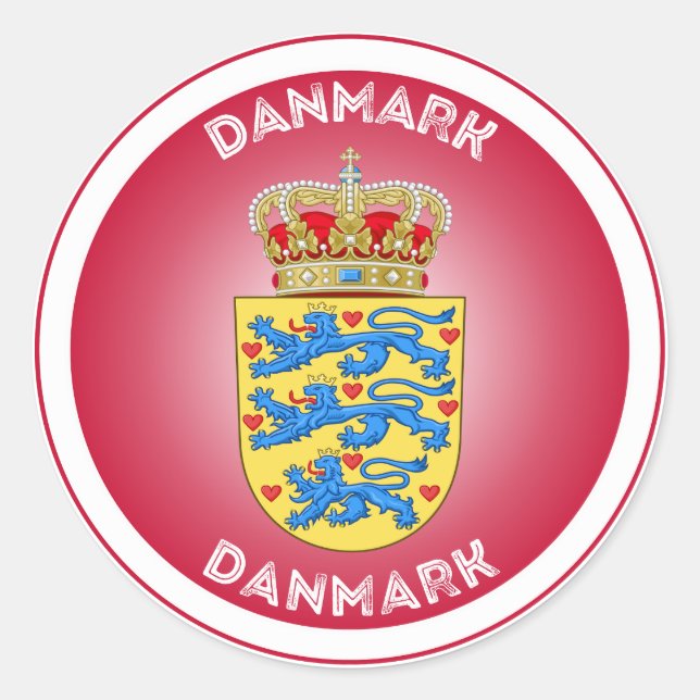 Denmark Coat of Arms Circle Shape  Classic Round Sticker (Front)