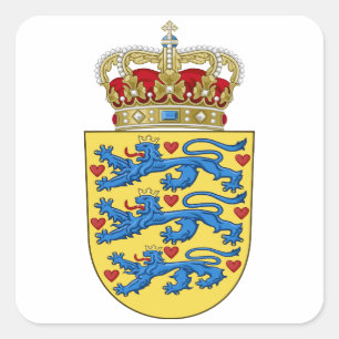 Denmark Coat of Arms Square Sticker