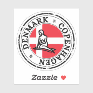 Denmark Copenhagen Seal Sticker Round Flag