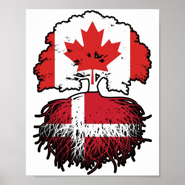Denmark Danish Canadian Canada Tree Roots Flag Poster (Front)
