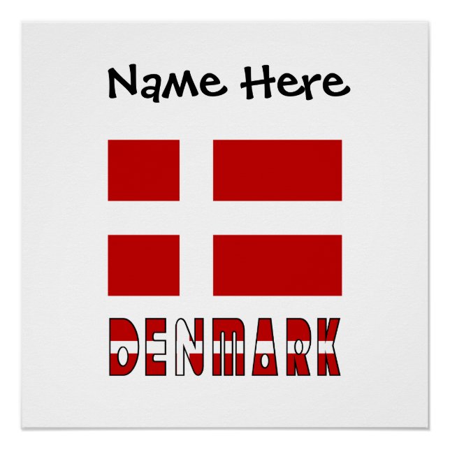 Denmark Danish Flag Black Personalisation  Poster (Front)