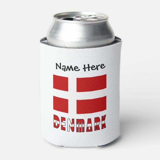 Denmark Danish Flag Black Personalization  Can Cooler (Can Front)