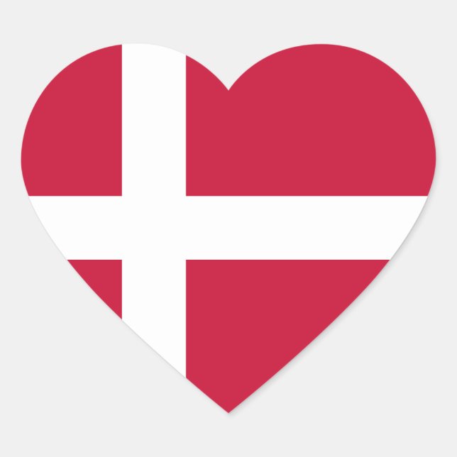 Denmark (Danish) Flag Heart Sticker (Front)