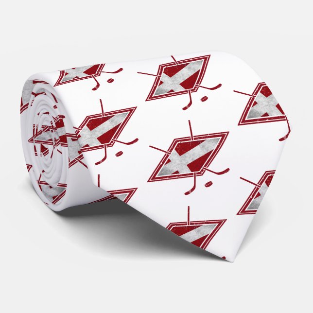 Denmark Danish Flag Hockey Logo Tie (Rolled)