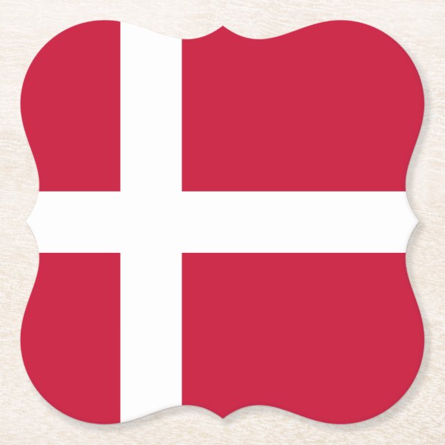 Denmark (Danish) Flag Paper Coaster (Front)