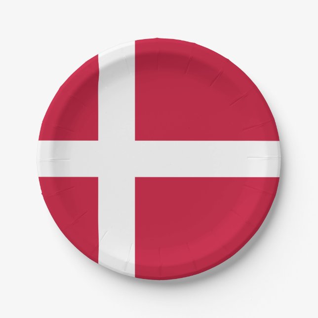 Denmark (Danish) Flag Paper Plate (Front)