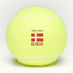 Denmark Danish Flag Personalised Name  Tennis Balls
