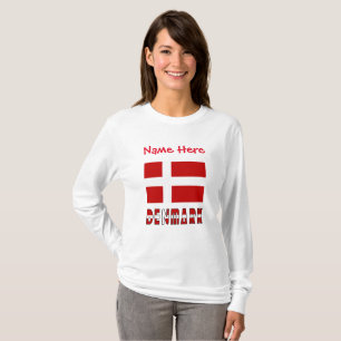 Denmark Danish Flag Red Personalisation T-Shirt