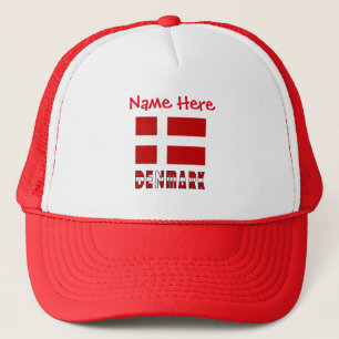 Denmark Danish Flag Red Personalisation  Trucker Hat