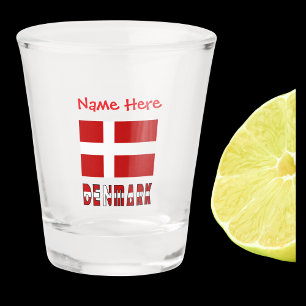 Denmark Danish Flag Red Personalised Shot Glass