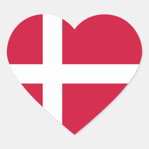 Denmark – Danish National Flag Heart Sticker