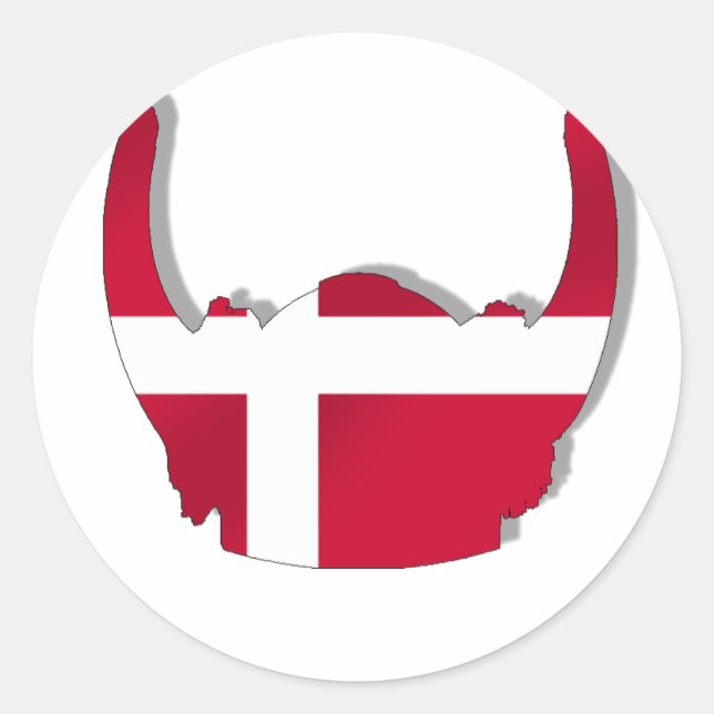 Denmark Danish Viking Dansk Helmet Classic Round Sticker (Front)