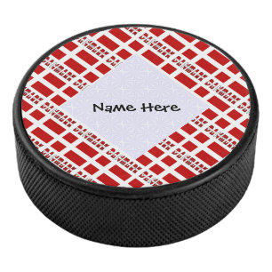 Denmark Dannebrog Tiled Personalised Hockey Puck