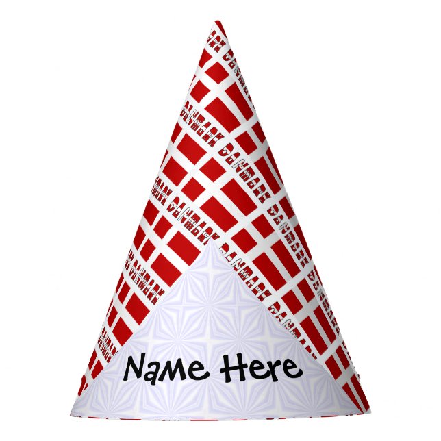 Denmark Dannebrog Tiled Personalised  Party Hat (Front)