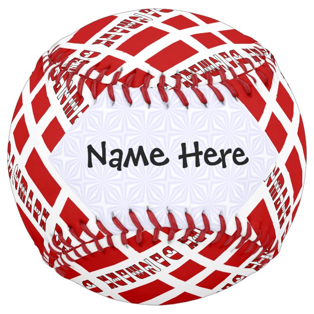 Denmark Dannebrog Tiled Personalised  Softball (Front)