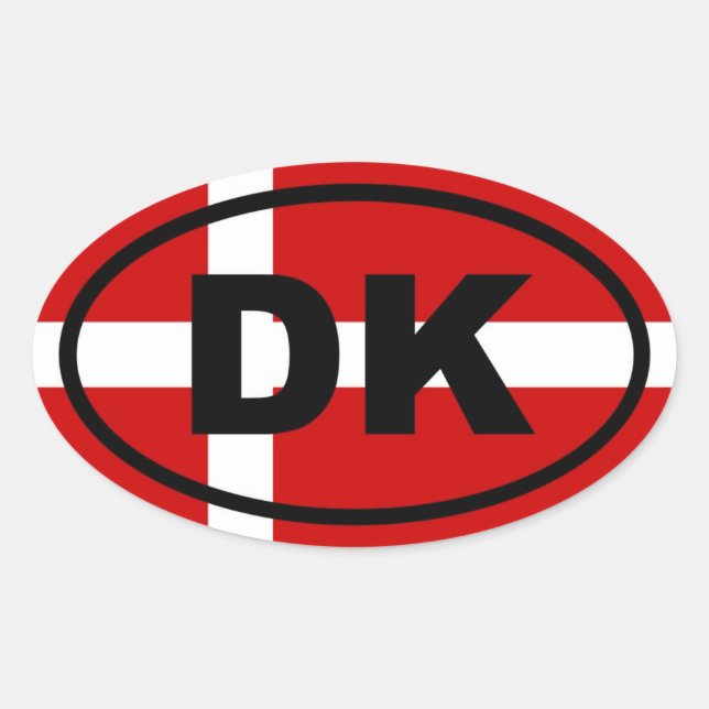 Denmark - DK - European Oval Sticker (Front)