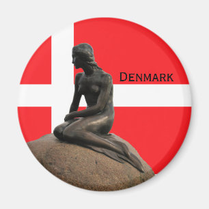 Denmark flag and Mermaid Magnet