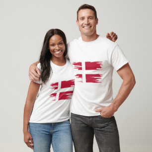 Denmark Flag Brush Art T-Shirt