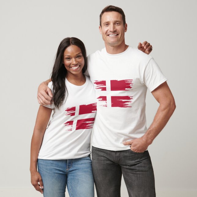 Denmark Flag Brush Art T-Shirt (Unisex)