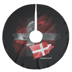 Denmark flag brushed polyester tree skirt